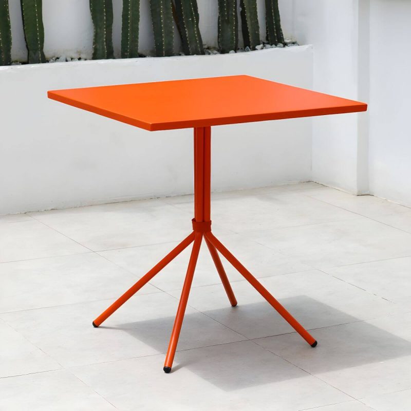 "Contemporary Round/Square Bistro Table Aluminum Water Resistant Patio Table - Orange Square Table Only"