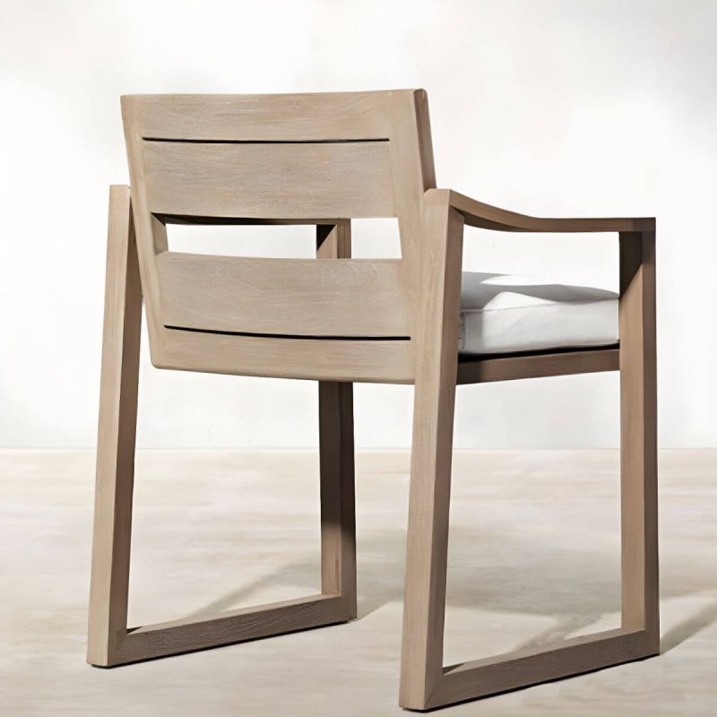 "Modern Dining Side Chairs Solid Wood Natural RemovableUV Protective Finish Cushion - With Arms 4 Piece Set"