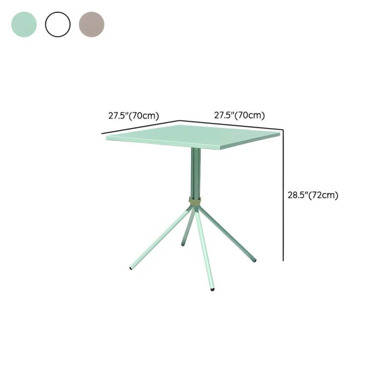 "Dimension of Metal Patio Table Contemporary Style with Legs in Round/Square Shape - Table Only Green Square"