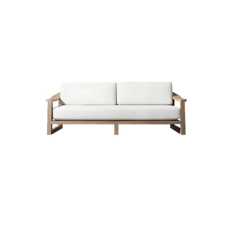 "Modern White Wood Sofa - Waterproof and UV Resistant with Cushions - 2-Seater Sofa"