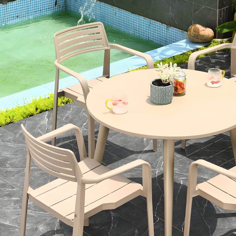 "Metal Dining Side Chair Stacking Outdoor Bistro Chairs with Arm - 4 Piece Set"