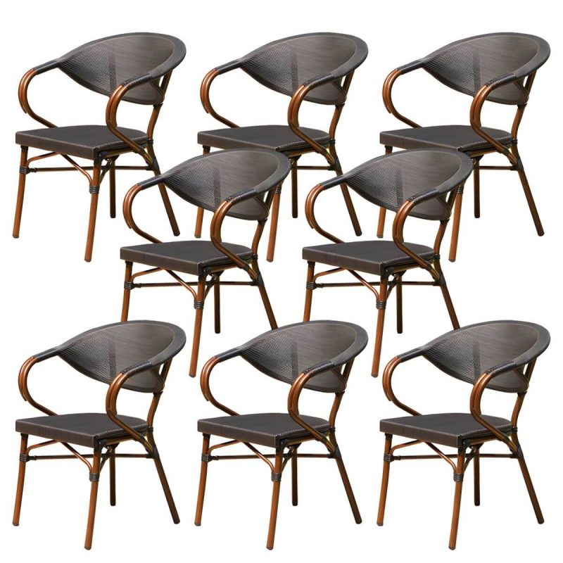 "Modern Style Steel Frame UV and Water Protective Outdoor Dining Chair - 22"L x 22"W x 32"H 8 Piece Set"