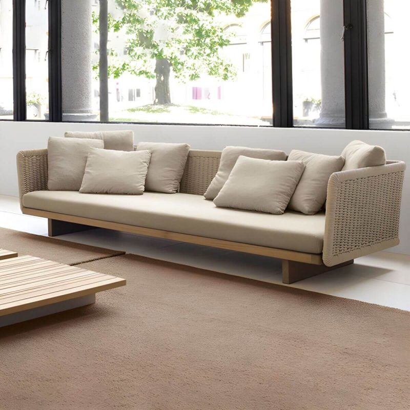 "Waterproof and Durable Upholstered Modern Sofa with Cushions - 3-Seater Armless Sofa"