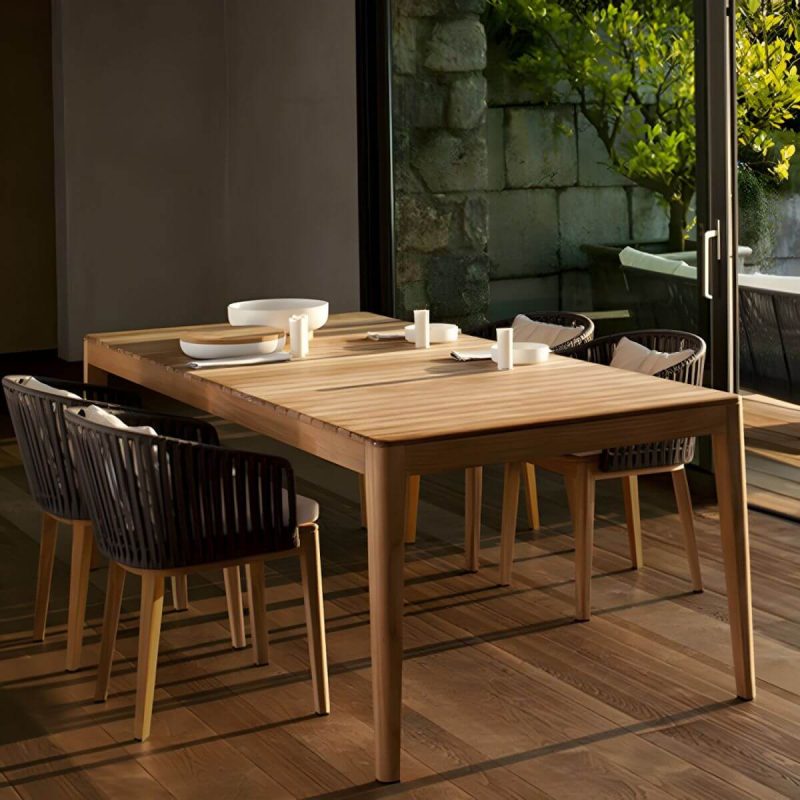 "Modern Brown Patio Dining Table without Umbrella Hole and Non-Foldable Design - Table Only 31.5"L x 31.5"W x 28.3"H Square"
