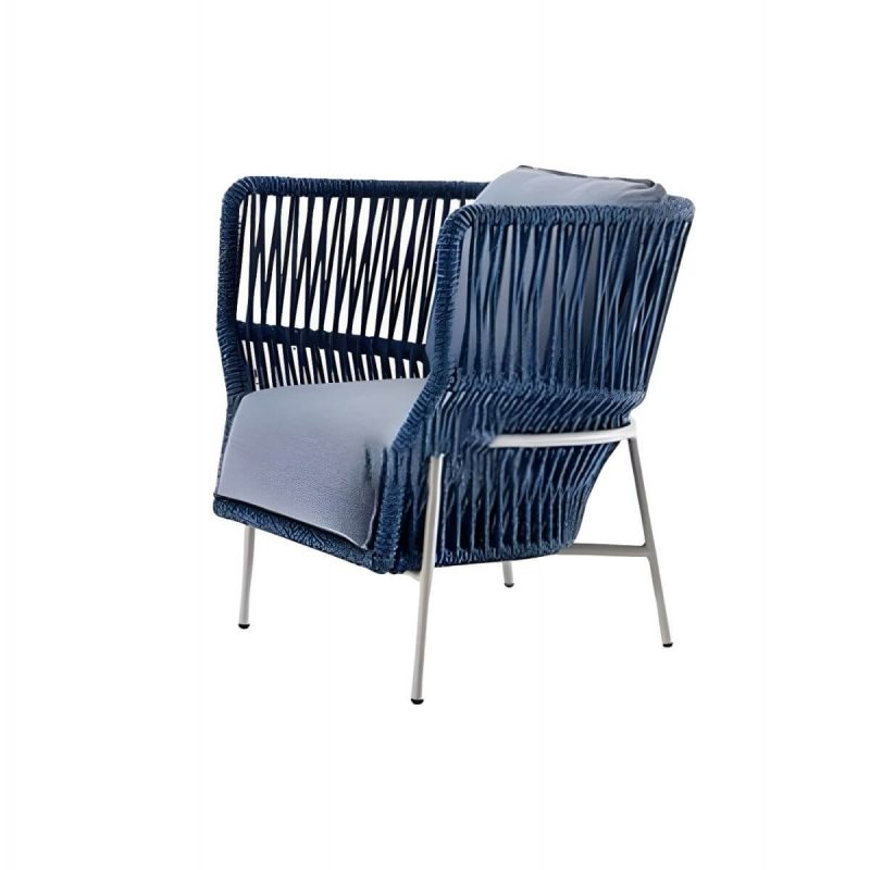 "Water Resistant Modern Upholstered Patio Metal Sofa with Cushions and Pillows - 1-Seater Sofa"