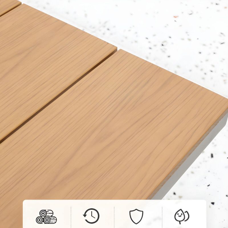 "Modern Artificial Wood Courtyard Table Rectangle Shape Outdoor Table - Table Only 63"L x 35"W x 29"H"