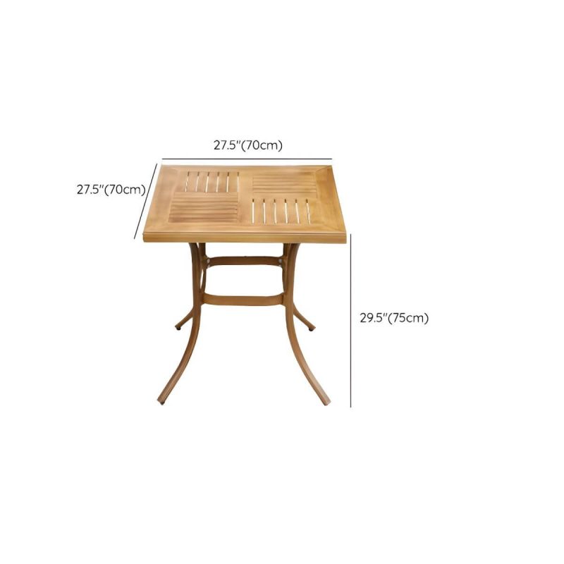 "Dimension of Modern Natural Metal Patio Dining Set with Upholstered Chairs - Desk with 2 Chairs 27.6"L x 27.6"W x 29.5"H Square"