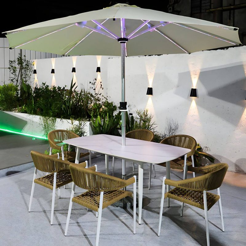 "Weatherproof Outdoor Aluminum Dining Set with Stackable Chairs and Modern Design - Table & Chair(s) 35.4"L x 35.4"W x 28.7"H 4"