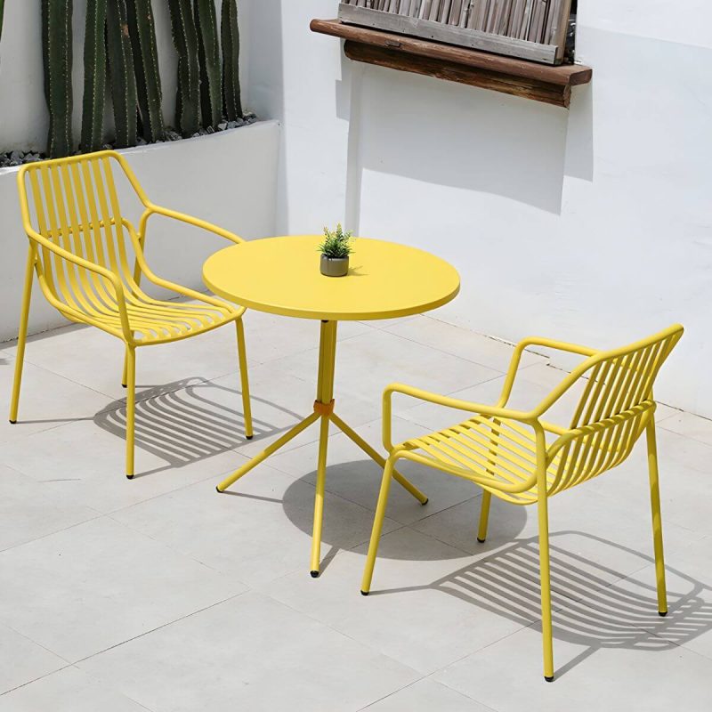 "Contemporary Round/Square Bistro Table Aluminum Water Resistant Patio Table - Green Round Table Only"