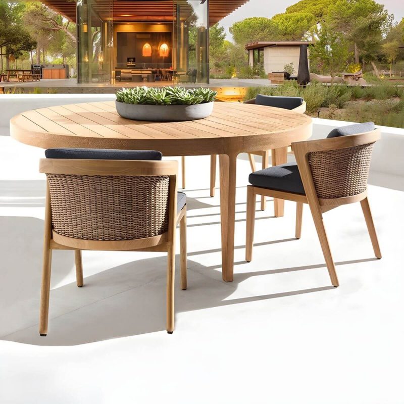 "Contemporary Teak Wood Coffee Table Solid Wood Outdoor Patio Table - Table Only 70.9"L x 70.9"W x 29.5"H"