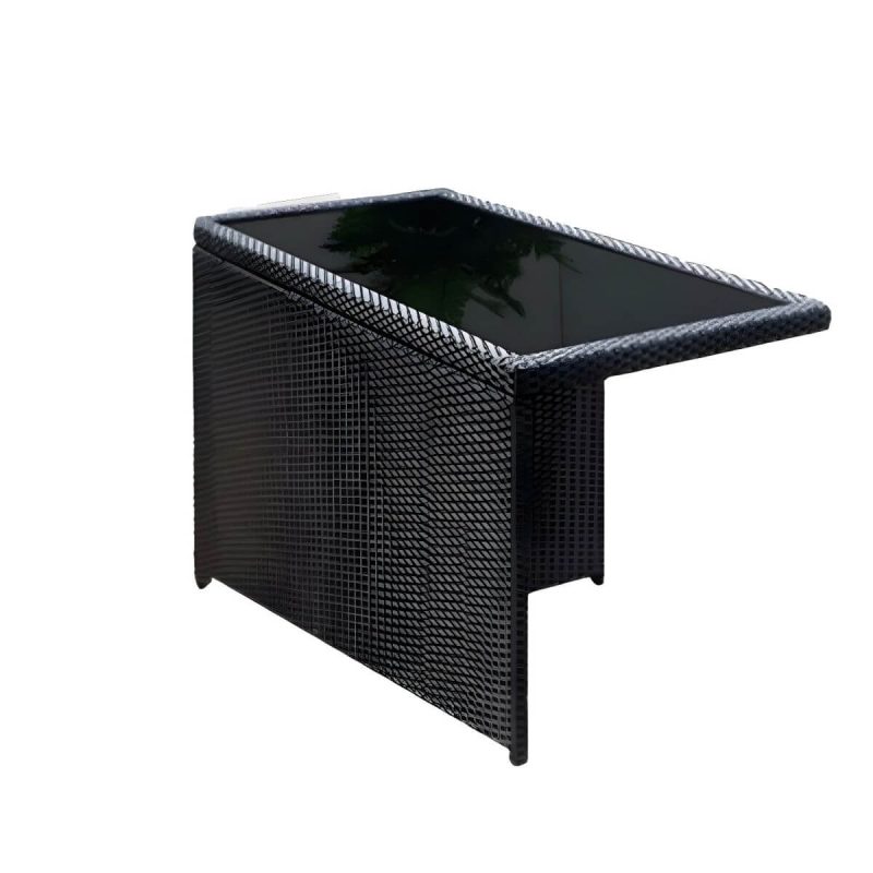 "Stylish Weatherproof Glass-top Patio Dining Set with Upholstered Chairs - Table & Chair(s) 47.2"L x 47.2"W x 29.5"H 4 Black"