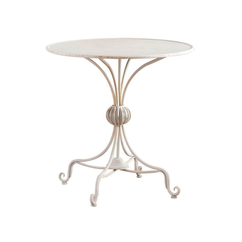 "Round Shape Patio Table Contemporary Style Metal Scratch Resistant in White - White Inner Table Only"