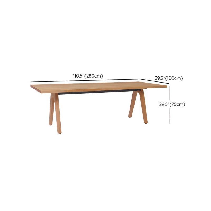 "Dimension of Solid Wood Top Patio Table Contemporary Style Water Resistant Dining Table - 110.2"L x 39.4"W x 29.5"H Table Only"