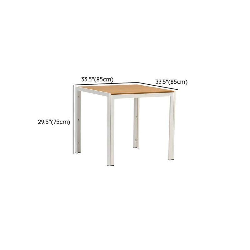 "Dimension of Contemporary White Dining Table Set with Chairs for Courtyard - Table & Chair(s) 33.5"L x 33.5"W x 29.5"H 4"