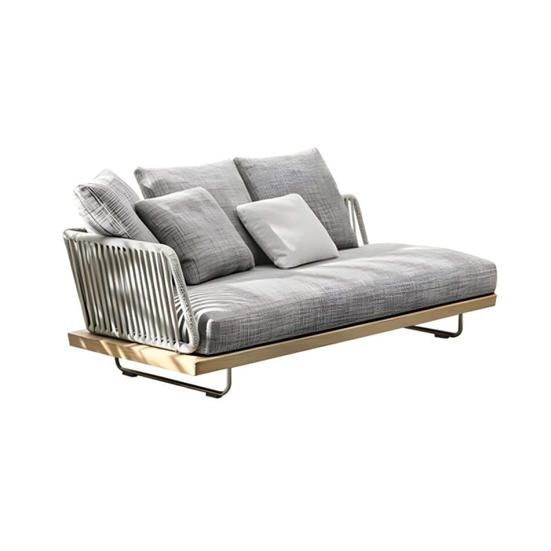 "Scandinavian Patio Sofa Wood Fade Resistant Outdoor Patio Sofa - Right Corner Sofa Ash 65"L x 35.5"W x 33"H"
