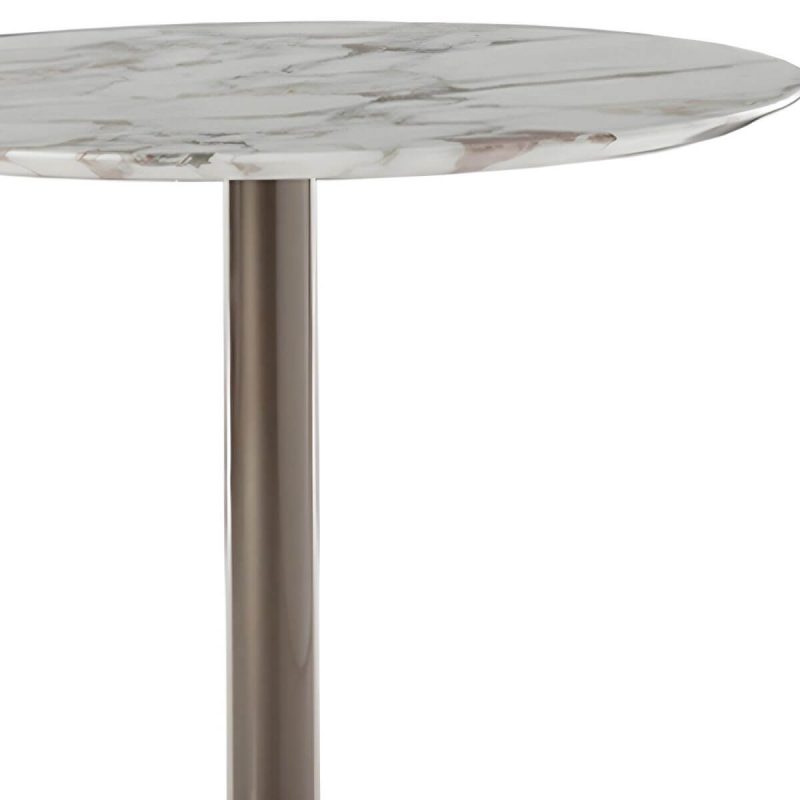 "Stone/Wood Dining Table Farmhouse Table with Metal Frame for Living Room - 23.6"L x 23.6"W x 28.3"H Table Only"