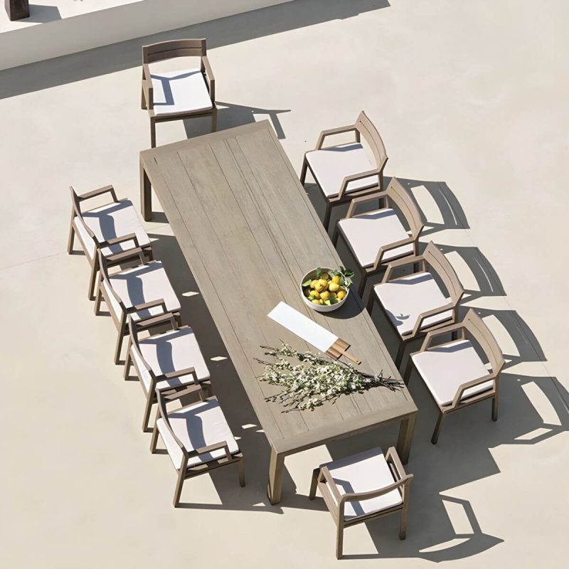 "Modern Wooden Dining Table Set with Armless Chairs for Outdoors - Table & Chair(s) 118.1"L x 39.4"W x 29.5"H 10"
