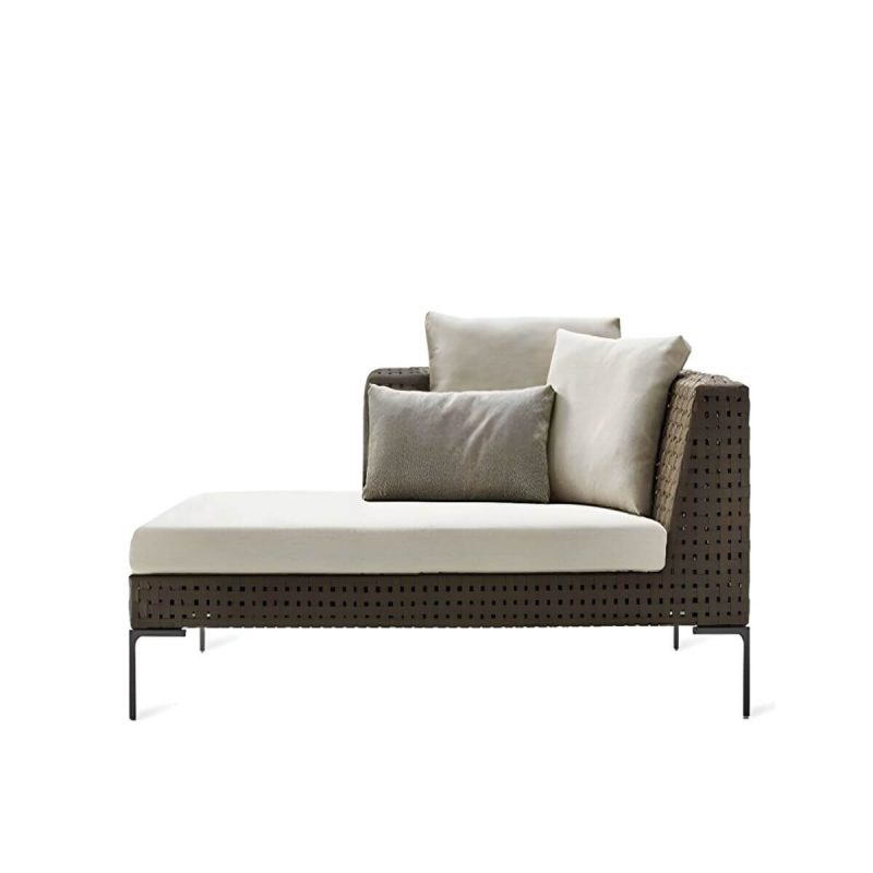 "Elegant Metal Framed White Upholstered Modern Sofa with Cushions - Left Chaise Lounge"