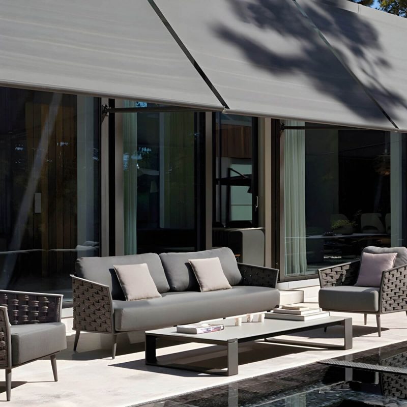 "Modern Metal Frame Outdoor Sofa UV Resistant Patio Sofa with Cushion - 3-Seater Sofa"