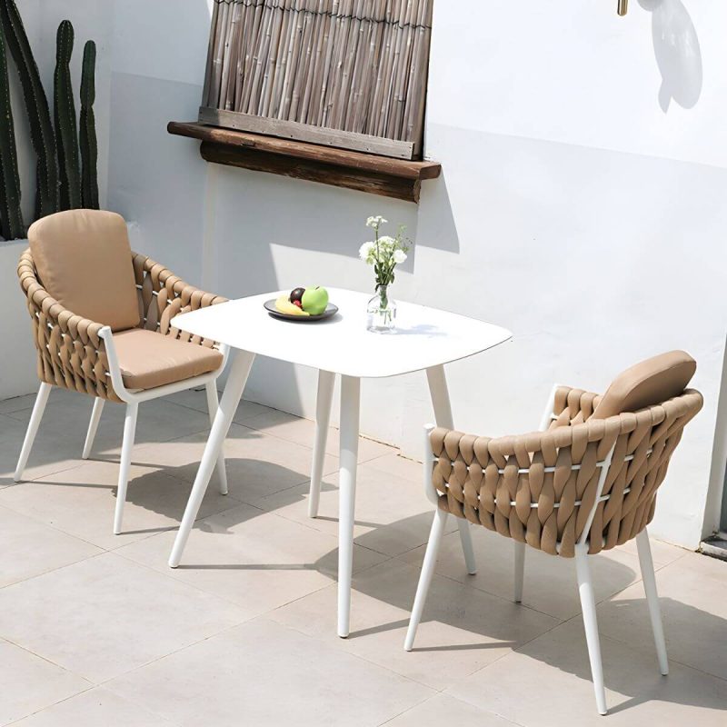 "Contemporary Outdoors Dining Chairs with Removable Water Repellent Finish Cushion - Coffee 6 Piece Set"