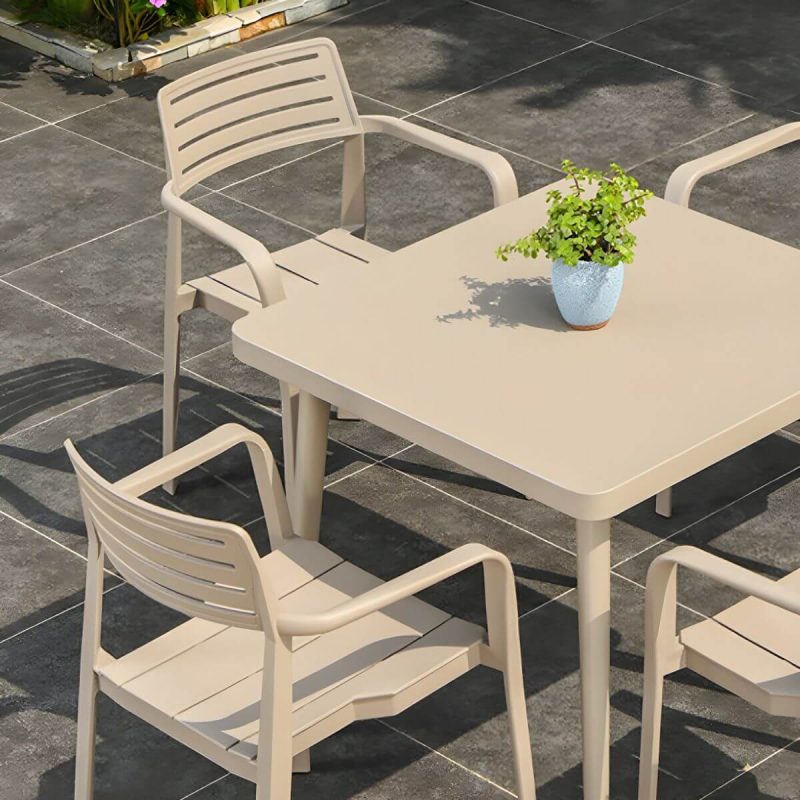 "Metal Dining Side Chair Stacking Outdoor Bistro Chairs with Arm - 8 Piece Set"