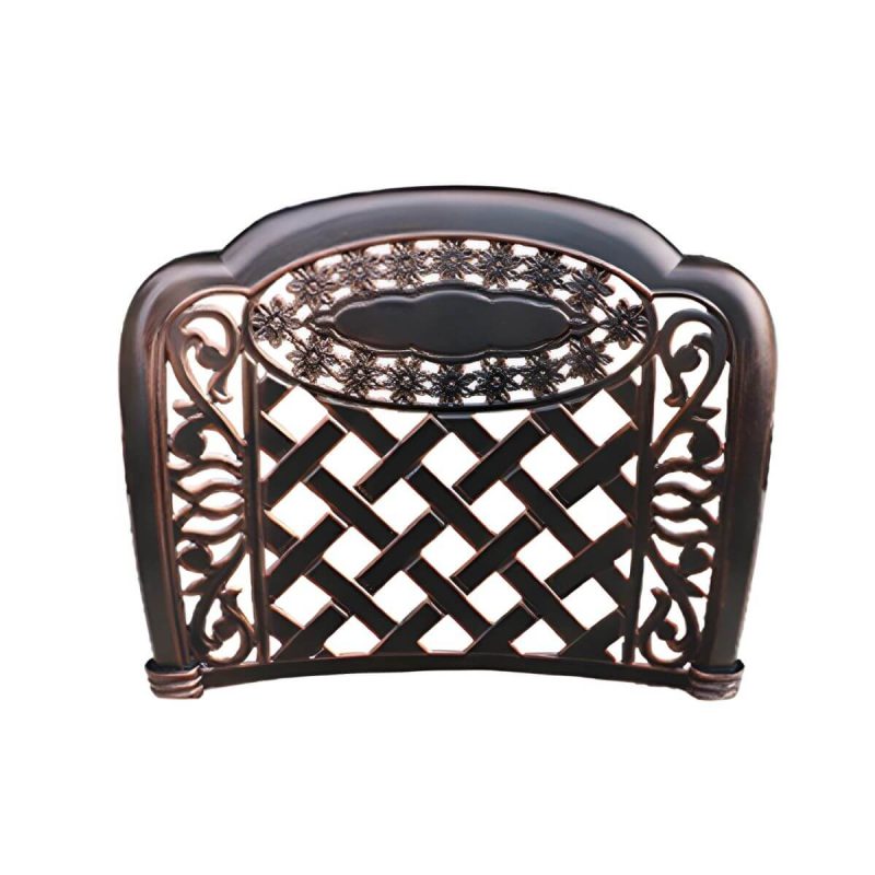 "Copper Metal Arm Chair with Stackable Design and UV Resistant Durability for Traditional Style - 4 Piece Set"