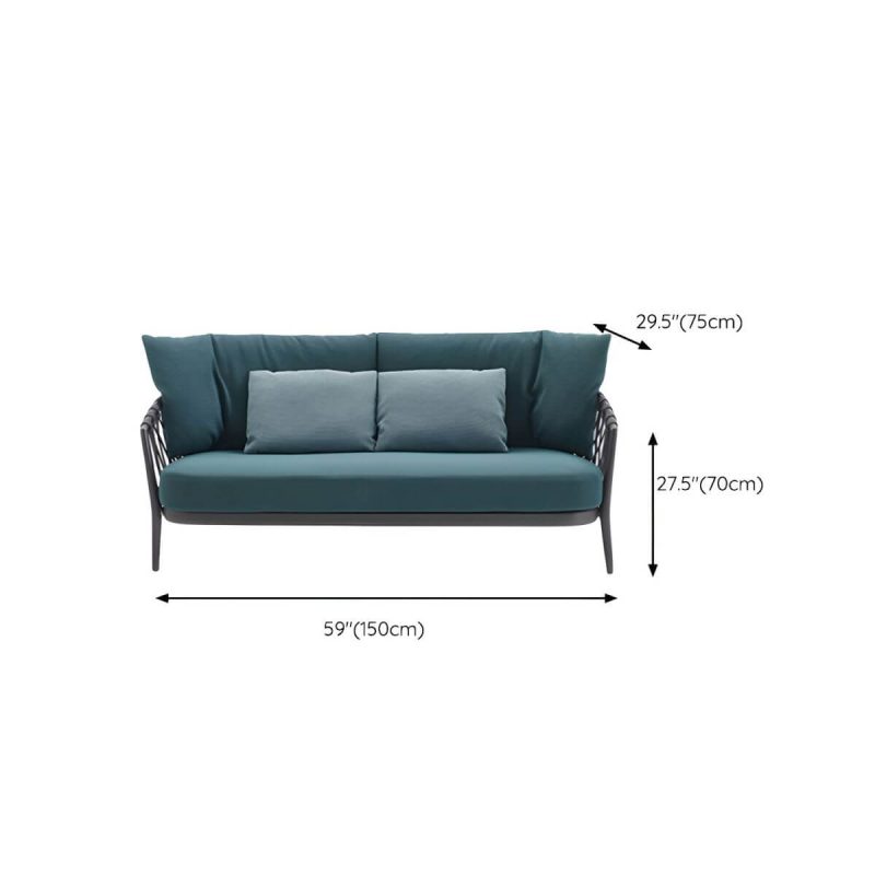 "Dimension of Contemporary Aluminum Frame Outdoor Sofa Water Resistant Patio Sofa - 2-Seater Sofa 35 Density Foam"