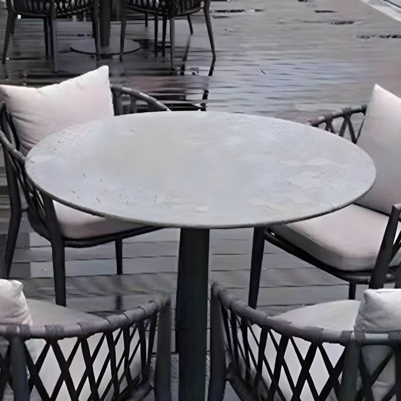 "Stone/Wood Dining Table Farmhouse Table with Metal Frame for Living Room - 63"L x 31.5"W x 28.7"H Table Only"