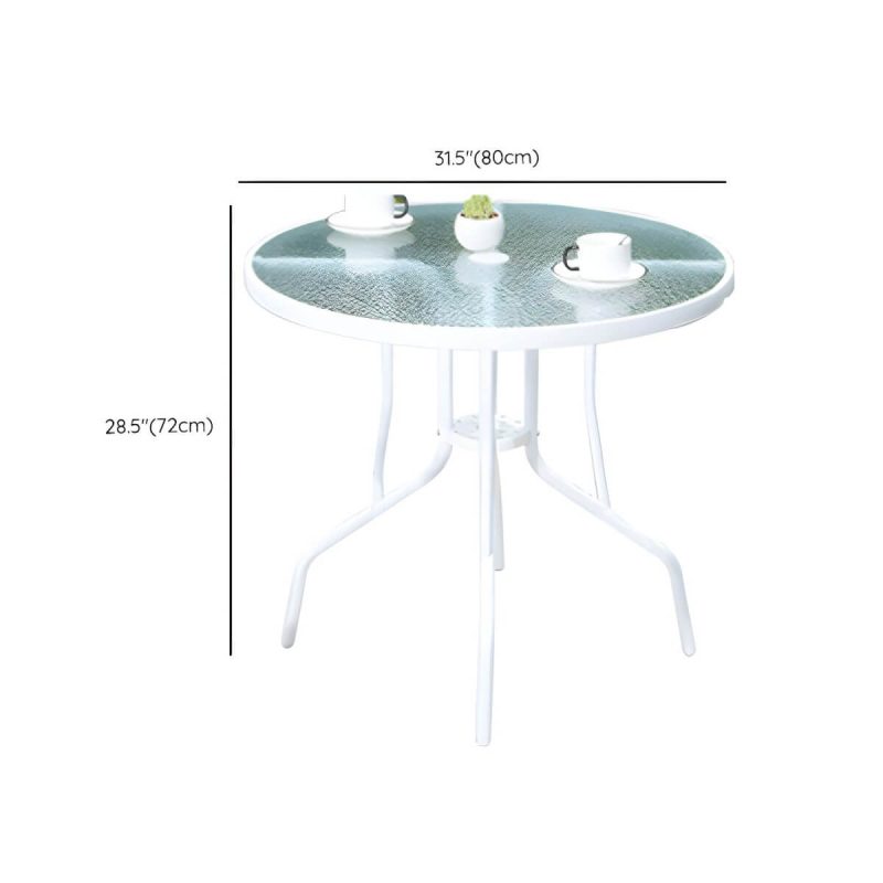 "Dimension of Contemporary White Metal Dining Table Furniture Set with Chairs for Courtyard - Table & Chair(s) 31.5"L x 31.5"W x 28.3"H 4"