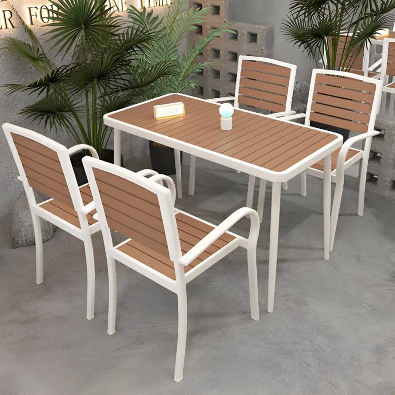 "Brown Wooden Patio Table Contemporary Style in Rectangular/Square Shape - Table Only 47.2"L x 23.6"W x 29.5"H Black"