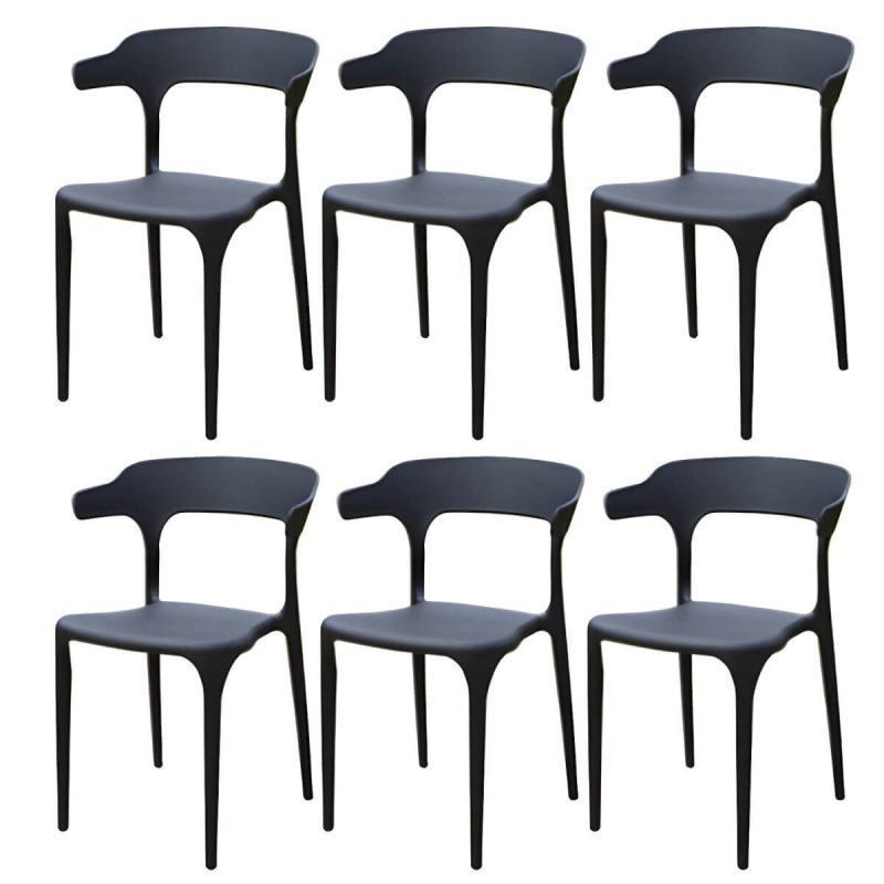 "Stacking Dining Armchair Contemporary Plastic Patio Arm Chair - 18"L x 20"W x 30"H 6 Piece Set"