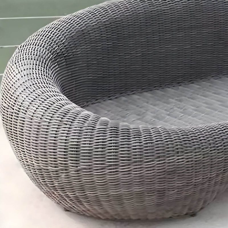 "Glass Coffee Table Included Courtyard Sofas Rattan Weaving Modern in Grey - 3-Piece Set(2 Chairs & 1 Coffee Table)"