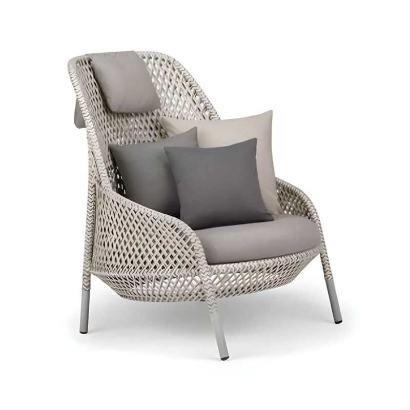 "Metal Frame Symmetrical Contemporary Patio Sofa with Pillow Cushions - White 31"L x 33"W x 43"H"