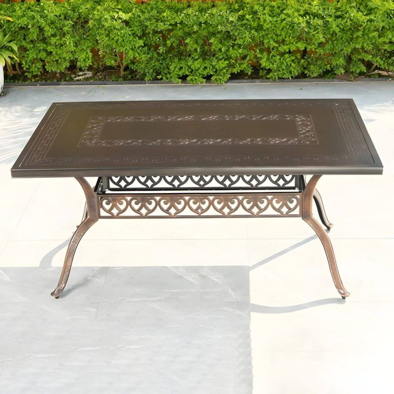 "Modern Aluminum Patio Dining Table with Non-Foldable Rectangular Metal Top - Table Only 74"L x 39"W x 29"H"