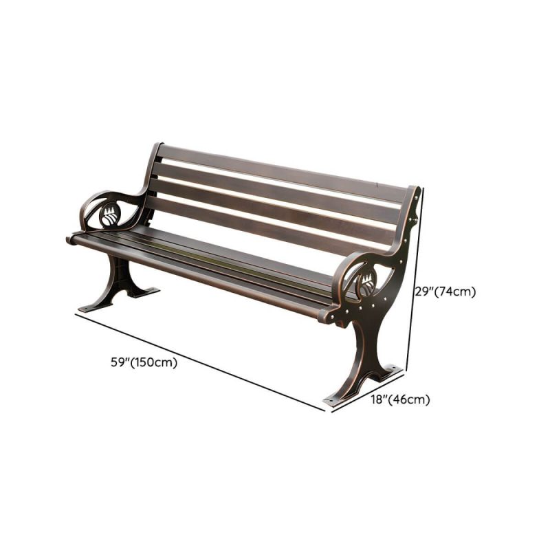 "Dimension of Metal Modern Park Bench with Legs Water Resistant for Outdoor - 59"L x 18"W x 29"H"