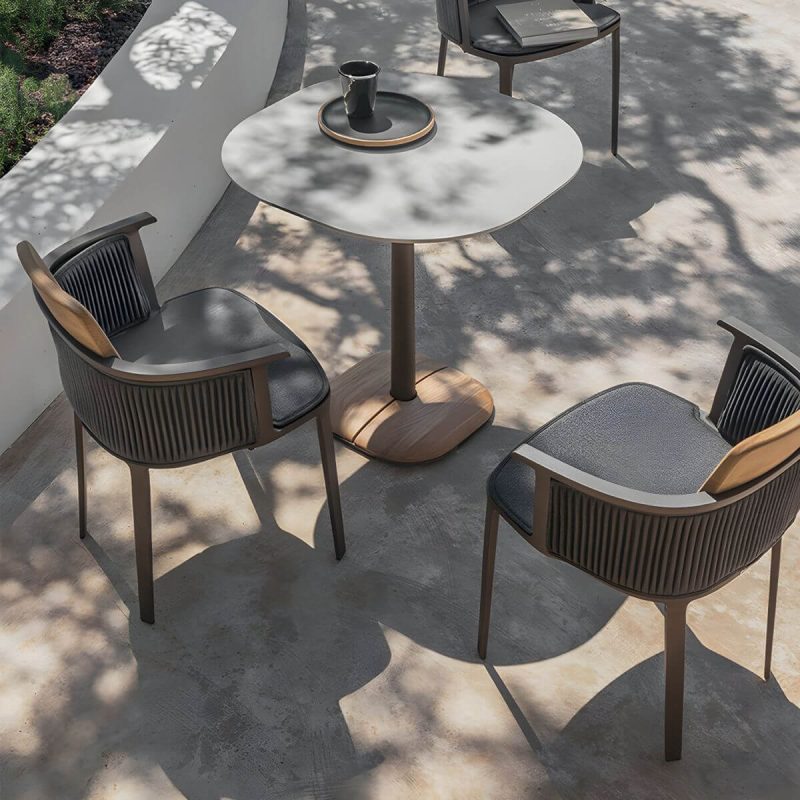 "Contemporary with Arm Dining Chairs Metal Patio Dining Side Chair - 4 Piece Set Aluminium Alloy"