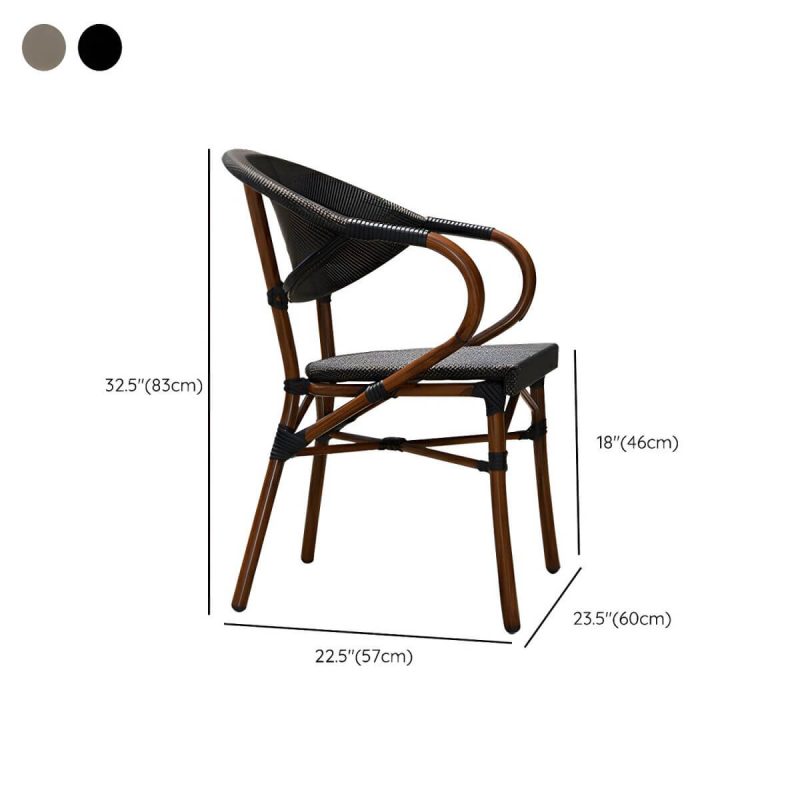 "Dimension of Modern Brown Wicker/Rattan Patio Dining Set with Stackable Chairs, Metal Table Base - Table & Chair(s) 23.6"L x 23.6"W x 28.7"H 2"