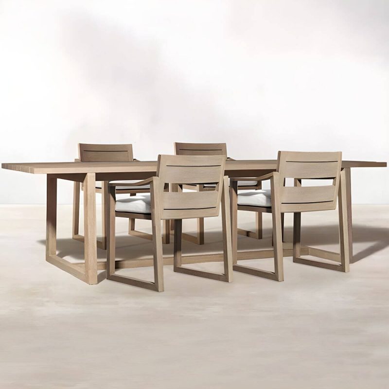 "Teak Wood Dining Table Mildew Resistant Solid Wood Patio Table - Table Only 59.1"L x 59.1"W x 29.5"H Natural"