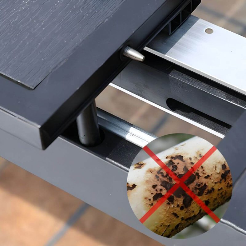 "Black Wooden Patio Table Contemporary Style in Rectangular Shape - Table Only"