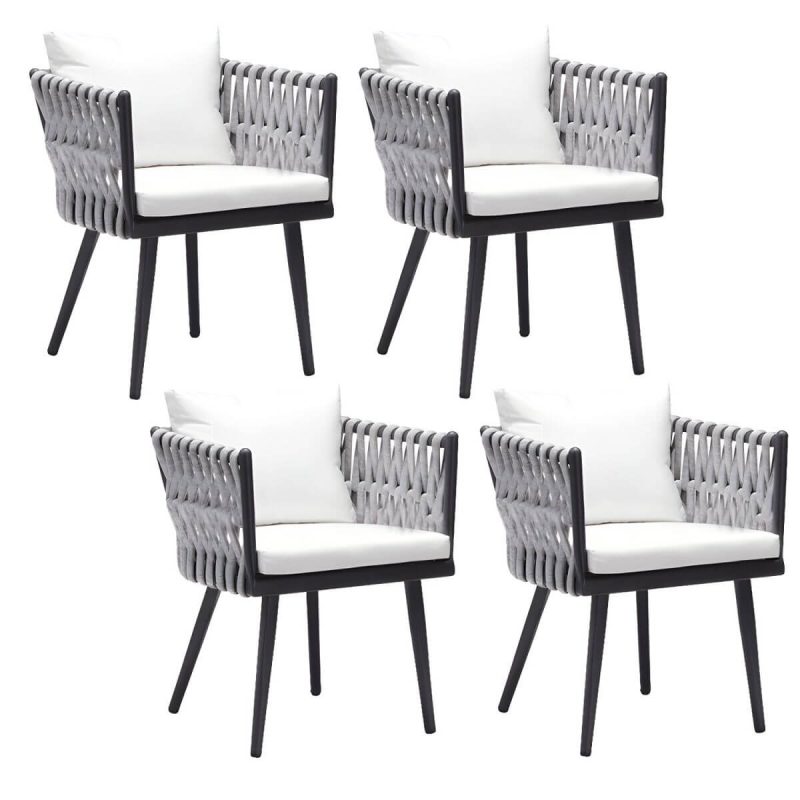 "Bohemian Style Dining Set 1/4/5/7 Pieces Wood Dining Table Set for Patio - Chair(s) Not Available 4 White"