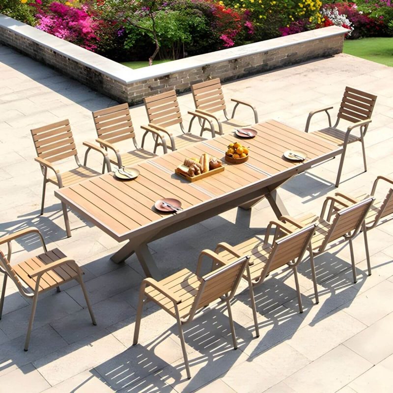 "Contemporary Style Wood Natural Patio Table Rectangle Shape for Outdoor - Table Only 51.2"L x 31.5"W x 29.5"H Natural Finish"