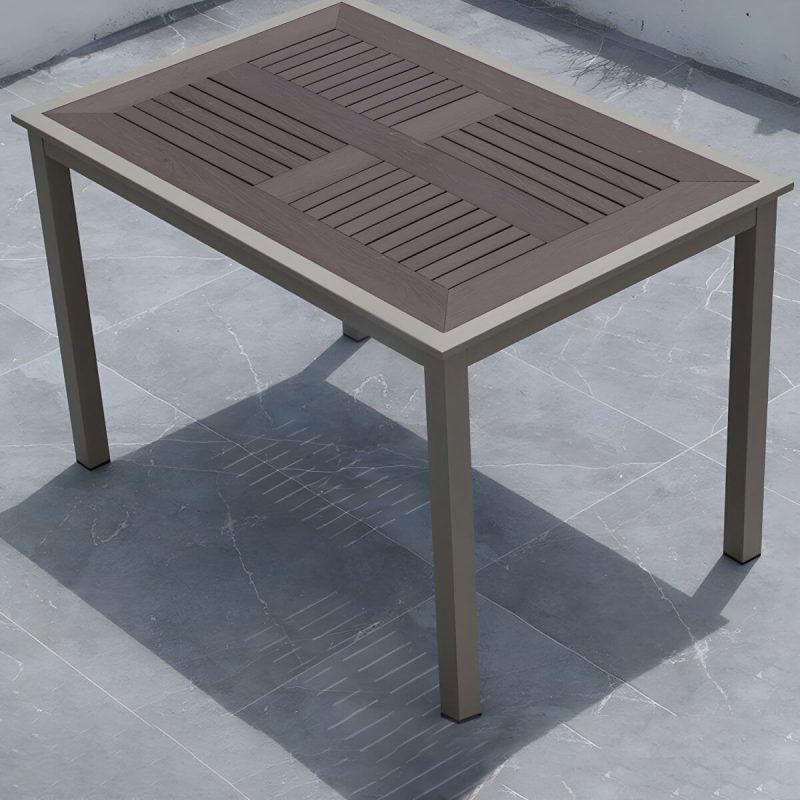 "Traditional Patio Table Wood Top Metal Frame Water Resistant Patio Table - 47.2"L x 31.5"W x 29.5"H Table Only"