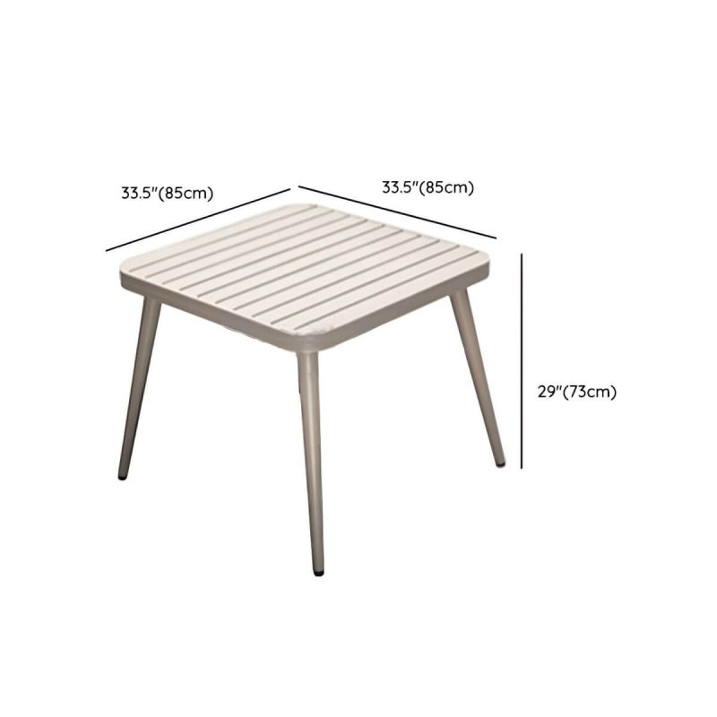 "Dimension of Modern Aluminum Dining Table with Umbrella Hole in Brown and Gray Finish - Table Only 33"L x 33"W x 29"H"