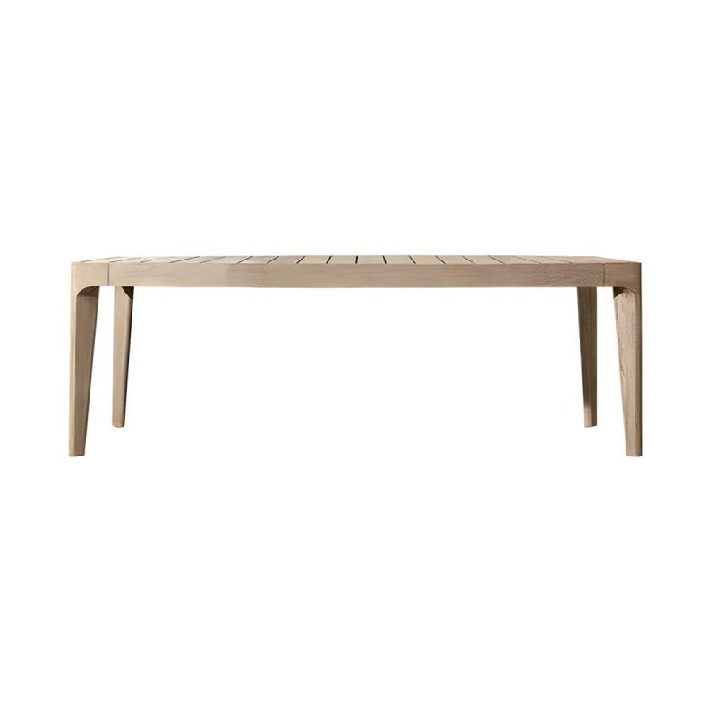 "Elegant Teak Wood Weatherproof Patio Dining Set with Modern Design - Table 70.9"L x 39.4"W x 29.5"H"