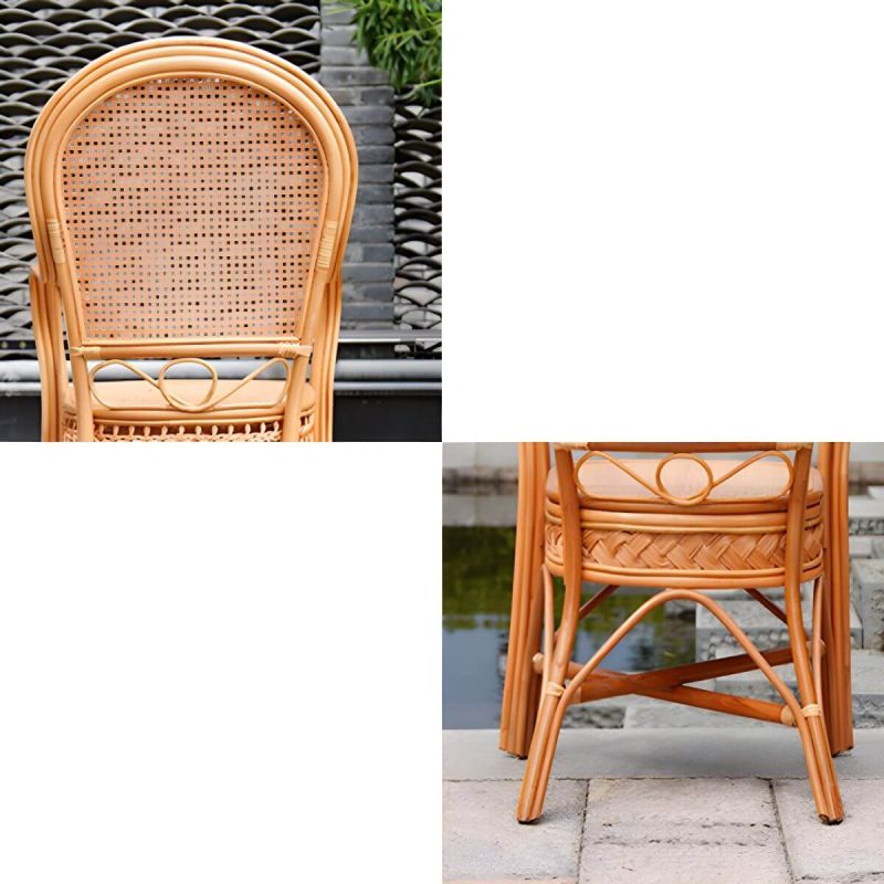 "Traditional 40.55" Height Solid Color Rattan Outdoor Dining Armchair - Burgundy 4 Piece Set"
