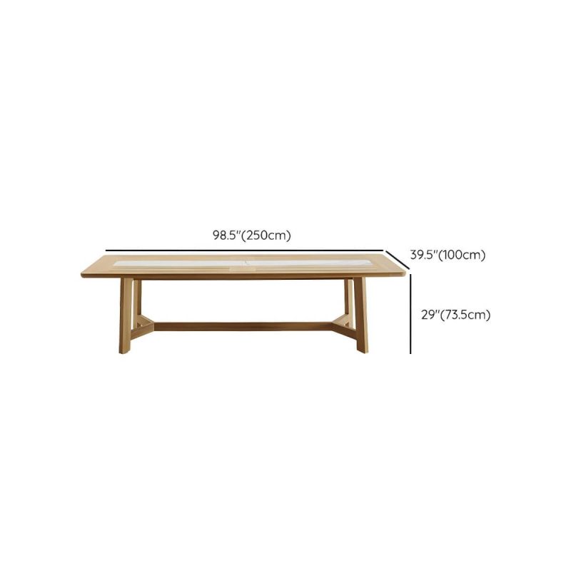 "Dimension of Teak Wood Modern Patio Dining Table with Umbrella Hole - Waterproof and UV Resistant - Table Only 98"L x 39"W x 29"H Rectangular"