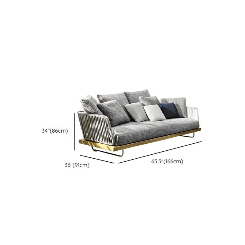 "Dimension of Scandinavian Patio Sofa Wood Fade Resistant Outdoor Patio Sofa - Sofa Ash 65"L x 35.5"W x 33"H"
