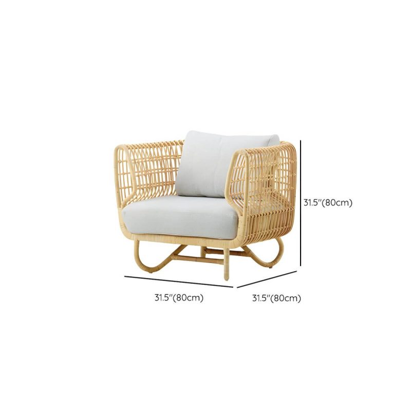 "Dimension of Tropical Rattan Accent Outdoor Patio Sofa with Slipcovered Cushion - 31.5"L x 31.5"W x 31.5"H Symmetrical"
