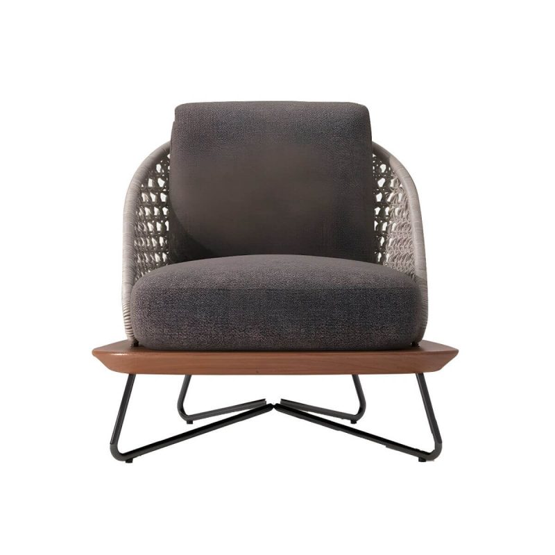 "Brown Upholstered Wicker/Rattan Modern Sofa with UV and Water Resistant Cushions and Pillows - 1-Seater Sofa"