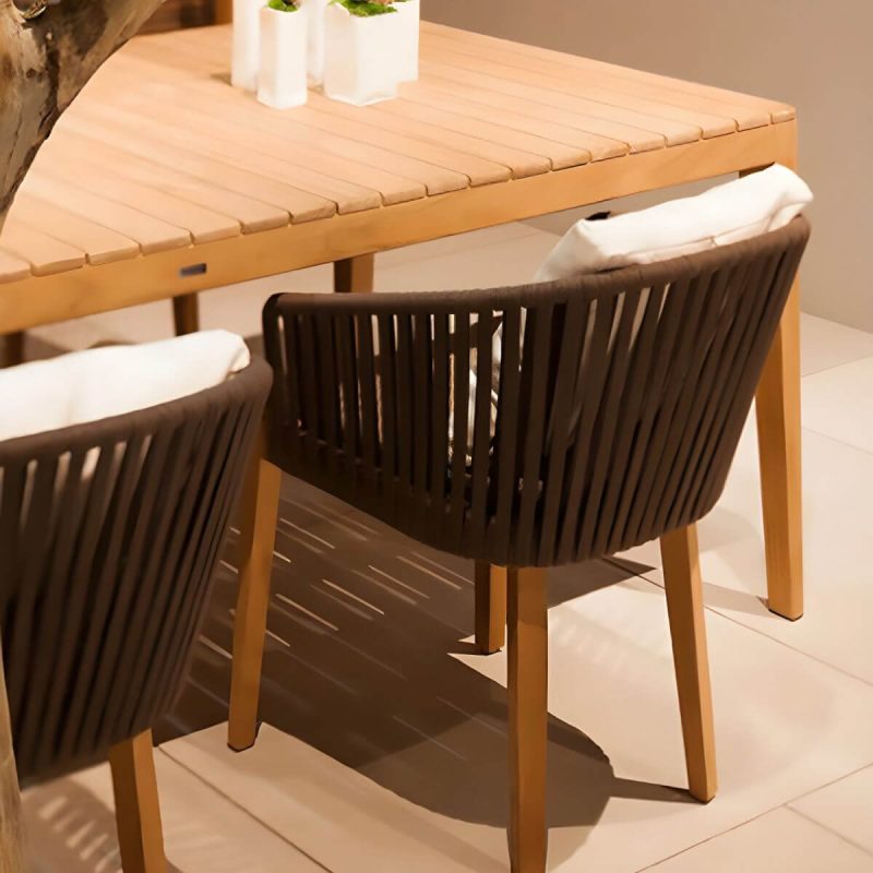 "Modern Brown Patio Dining Table without Umbrella Hole and Non-Foldable Design - Table Only 39"L x 24"W x 42.5"H Rectangular"